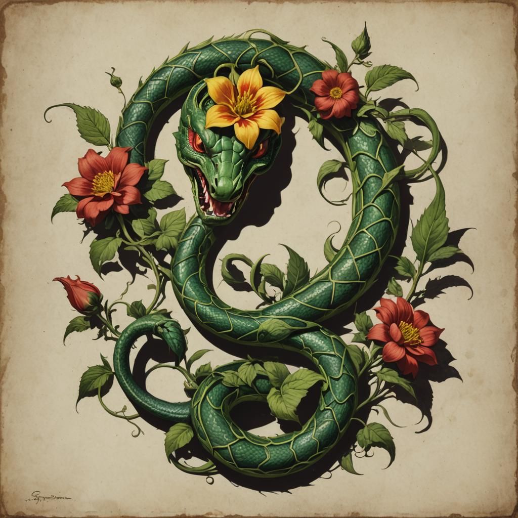 Sinister Serpent Flower by Rutkowski Style