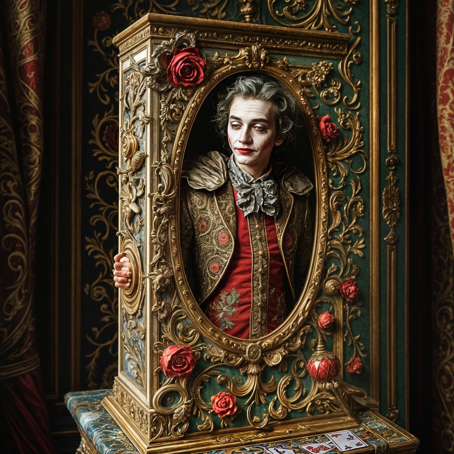 Joker Playing Card in Baroque Style