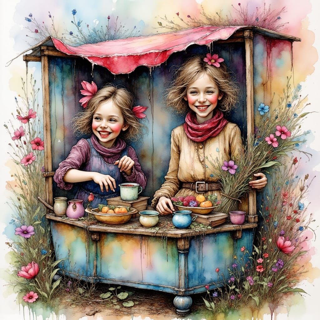 Whimsical Ink Art of a Jester's Triumph