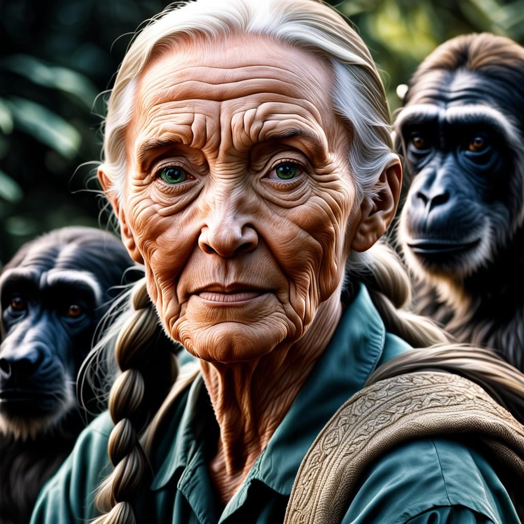 Hyperrealistic Portrait of Jane Goodall