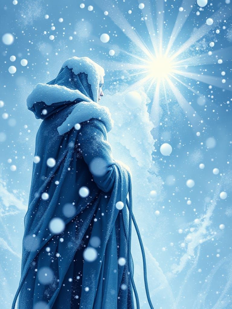 Abstract Yuki-Onna in Ice Crystal Fractal Style