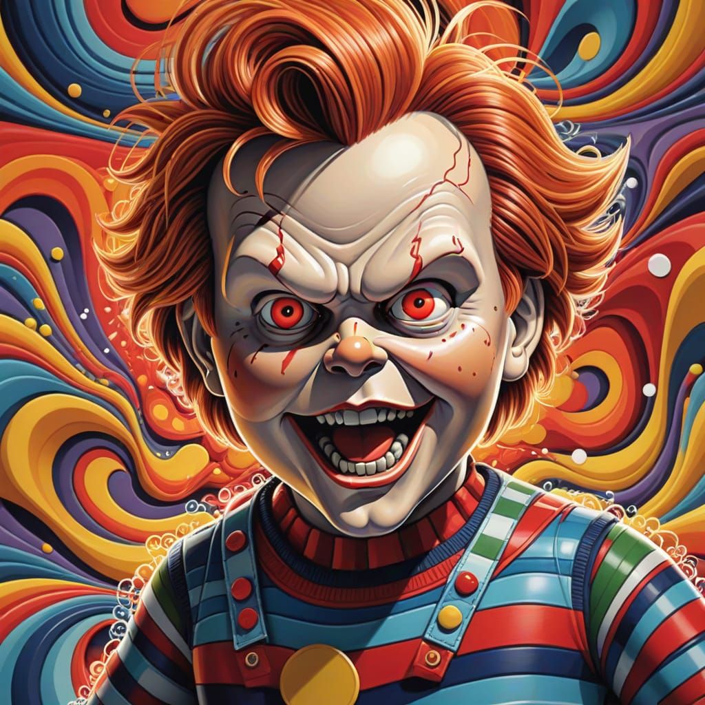 Abstract Chucky Vector Fractal in Zentangle Style