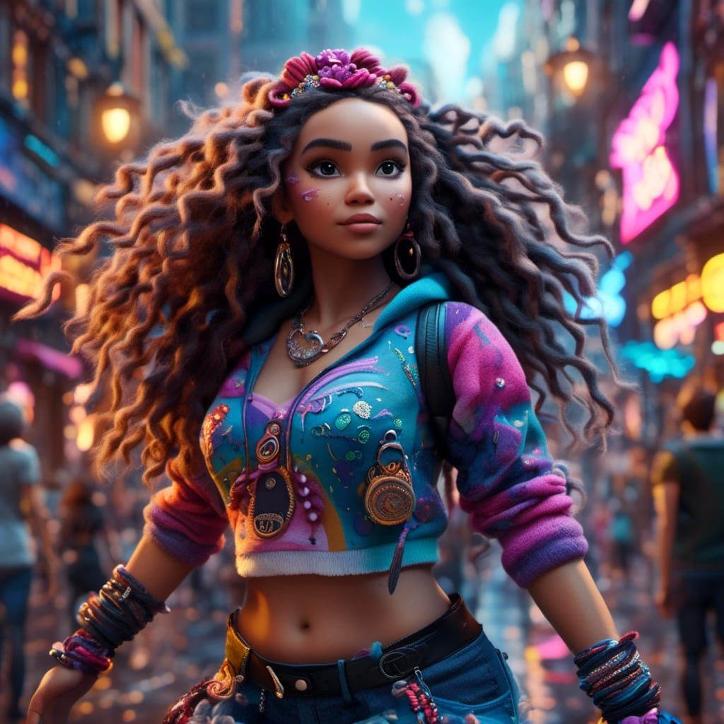 Edgy Street Dancer in Detailed Matte Painting