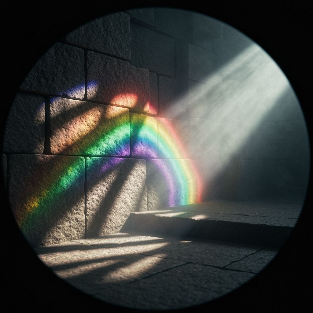 Mystical Cathedral with Rainbow Embroidery in Glitch Art Sty...