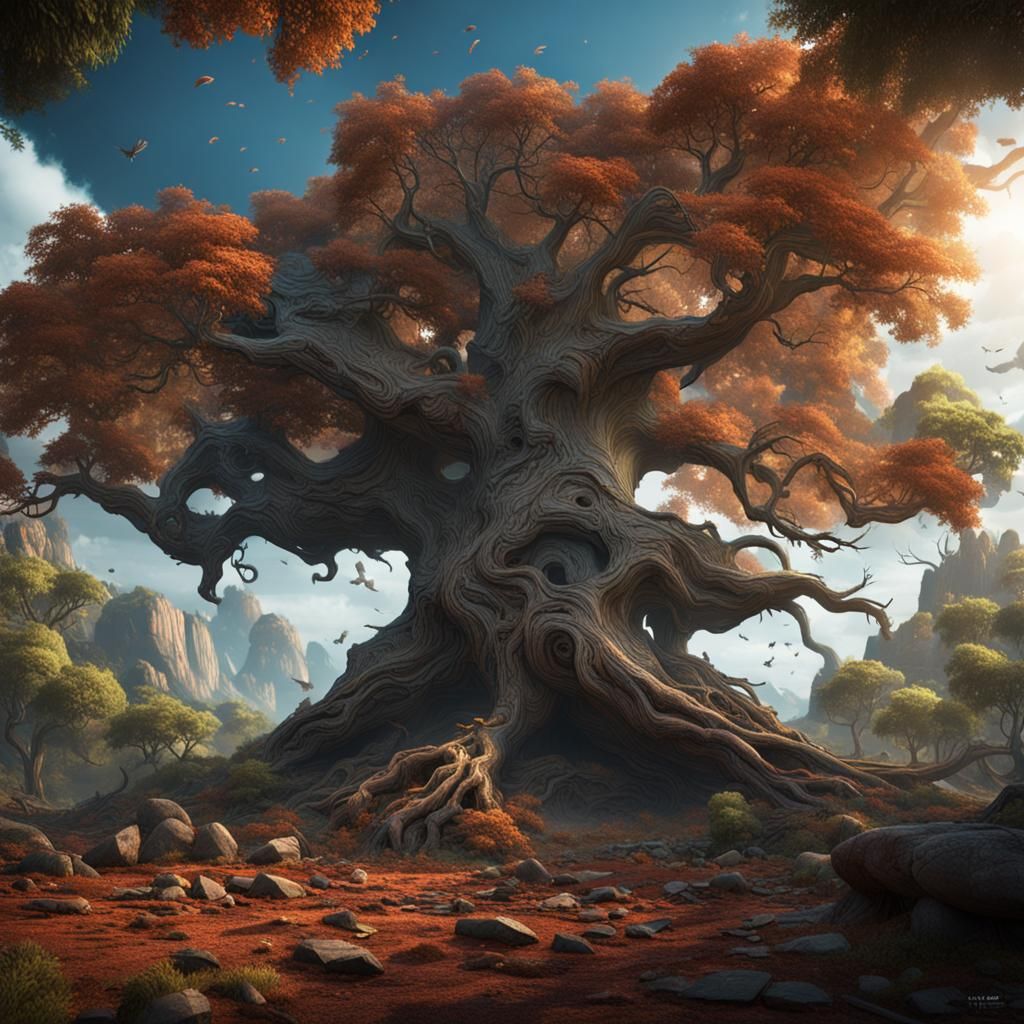 Tree Falls Through Dimensional Portal: Matte Painting