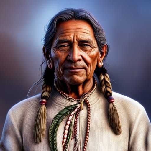 Detailed Portrait of a Native American Man