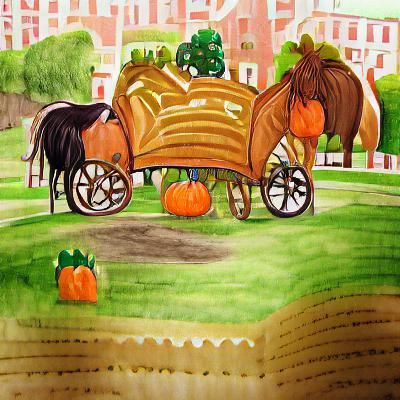 Horse-Drawn Carriage at Autumn Pumpkin Patch