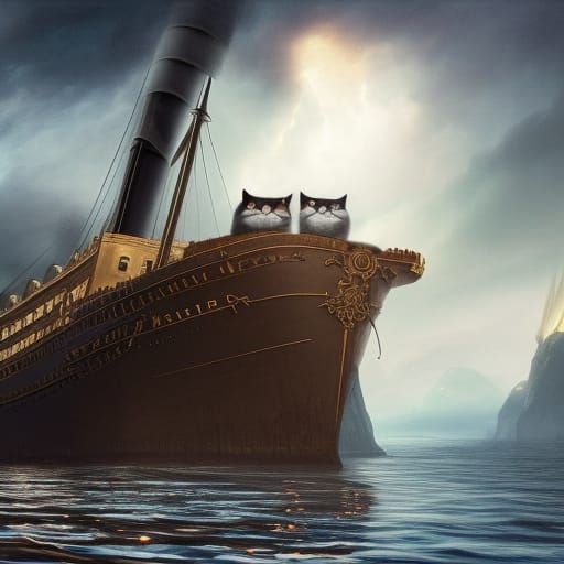 Grumpy Cat's Titanic Treachery: Detailed Matte Painting
