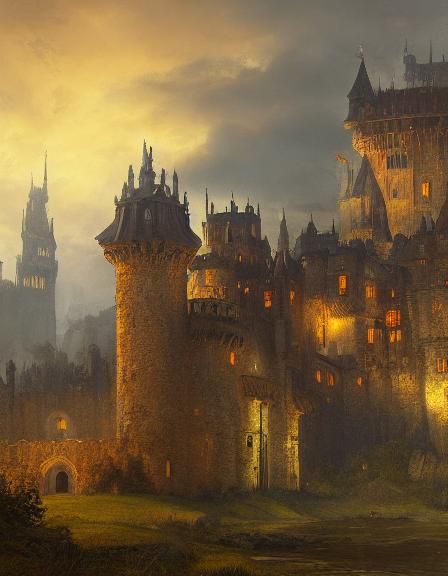 Epic Dark Fantasy Castle in Vibrant Colors