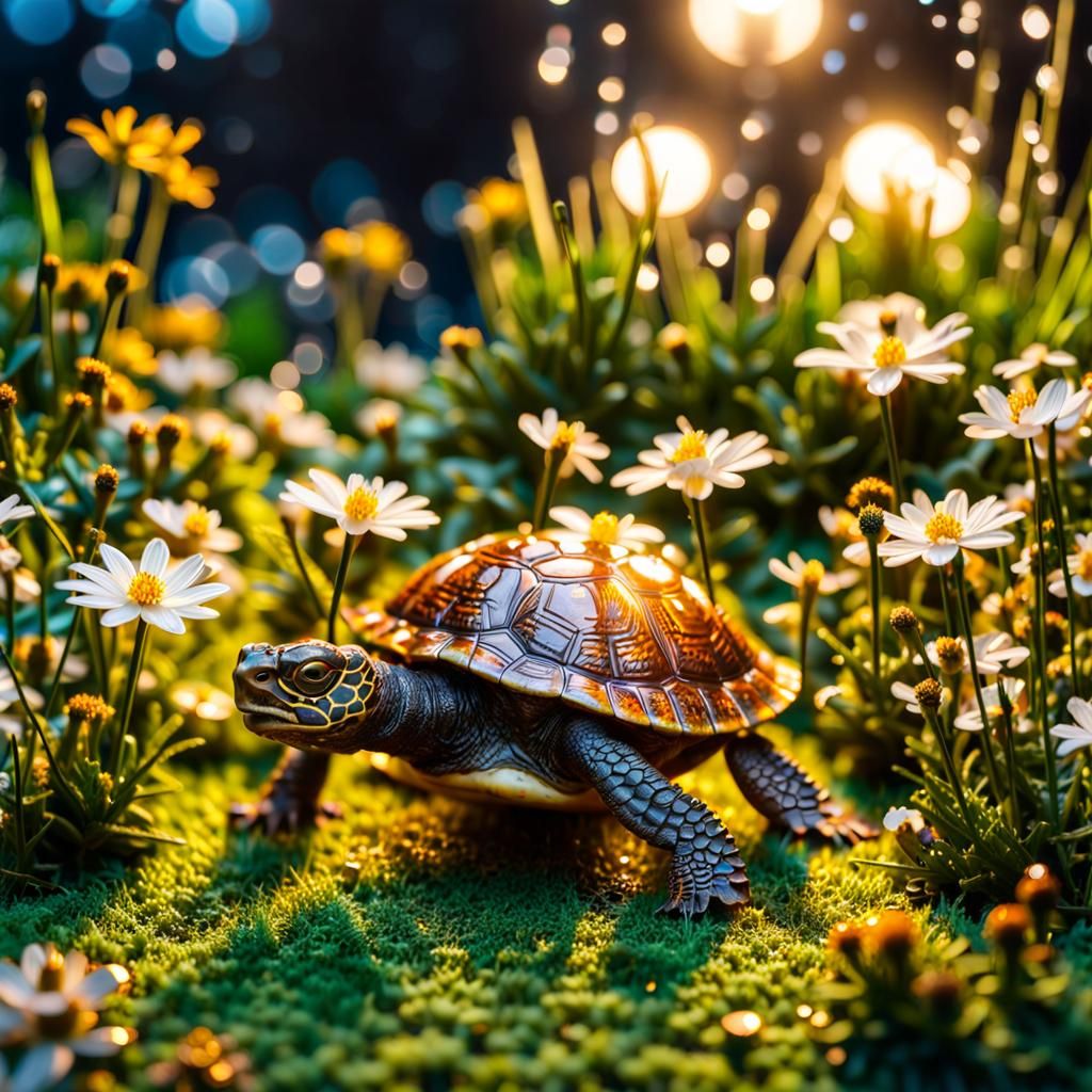 Turtle Awards Ceremony in Miniature Garden Scene