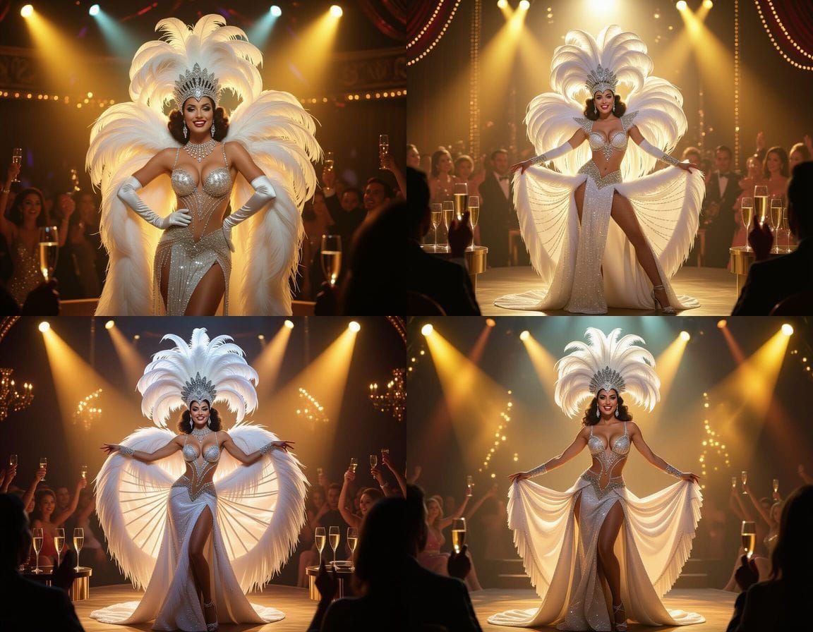Dazzling Showgirl Embodies Old Hollywood Glamour