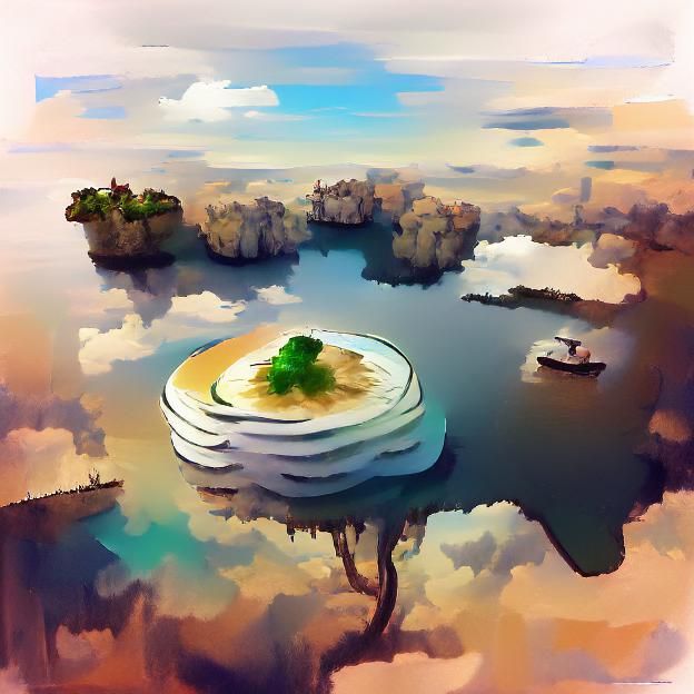 Dreamlike Floating Island Landscape