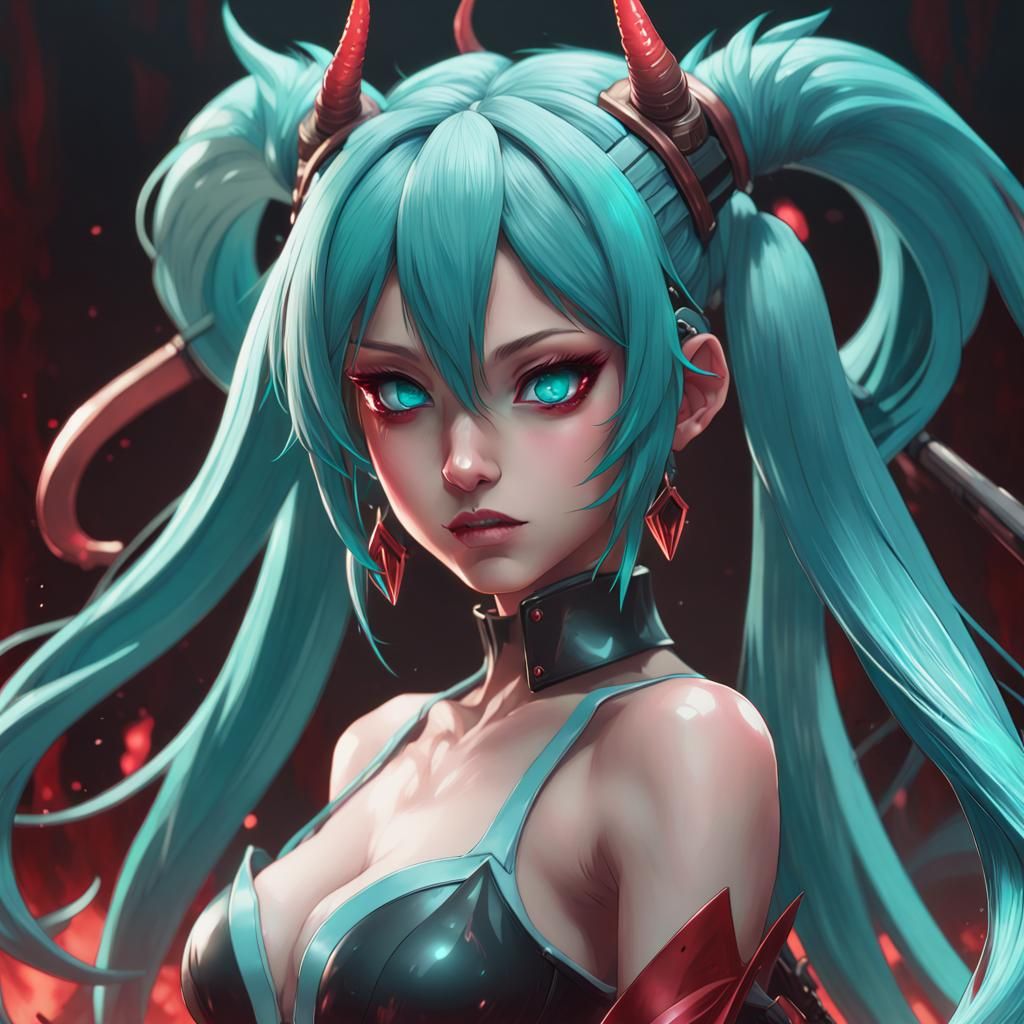 Demonic Hatsune Miku She-Devil Portrait