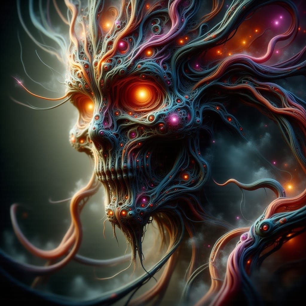 Hyper-Maximalist Dark Fantasy in Ultra-Detailed Photorealist...