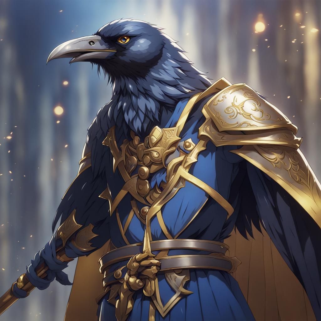 Anime-Style Crow Warrior Ready for Battle