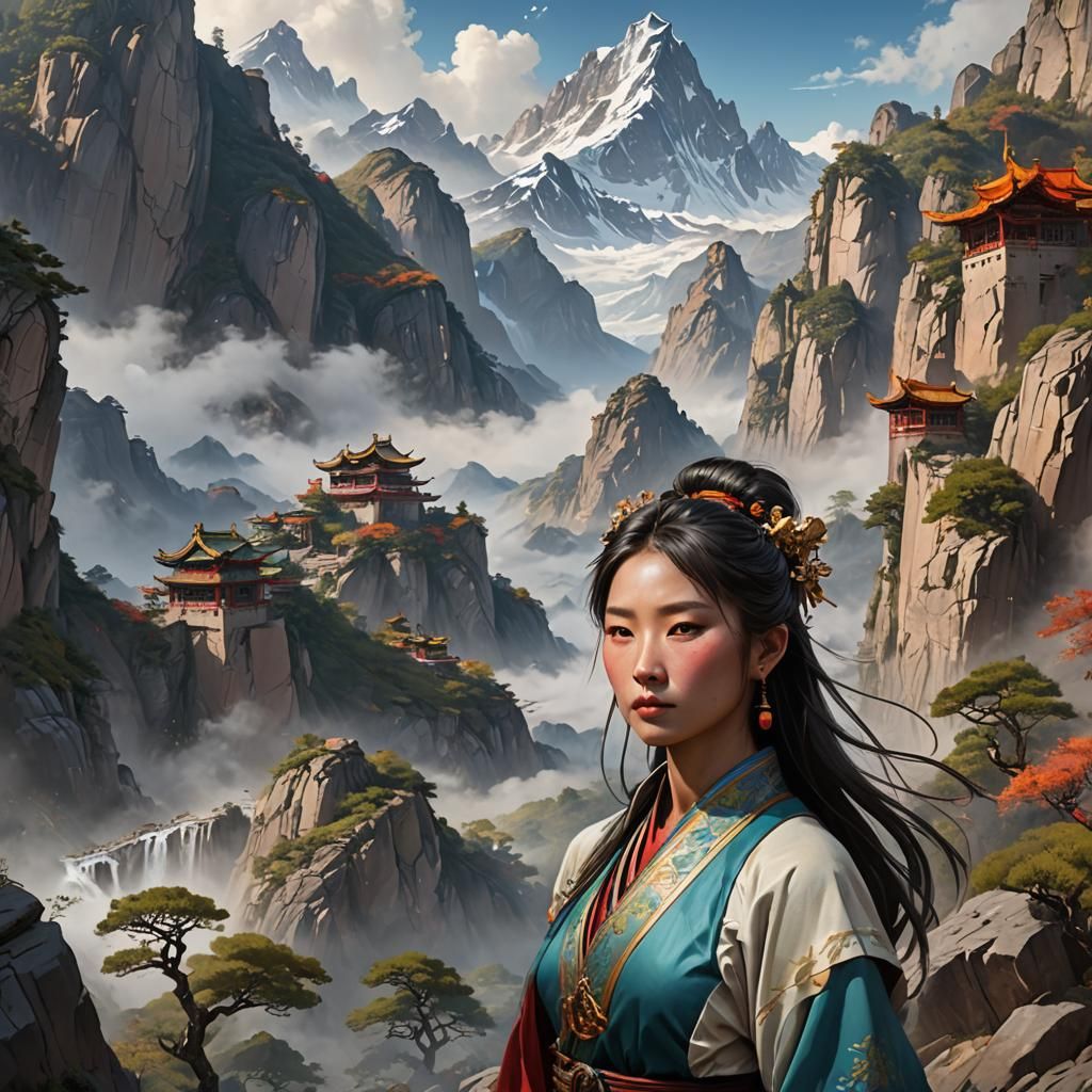 Stunning Chinese Mountain Landscape in Photorealistic Style