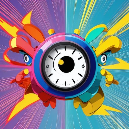 Vibrant Anime-Style Alarm Clock with Expressive Face and Dyn...