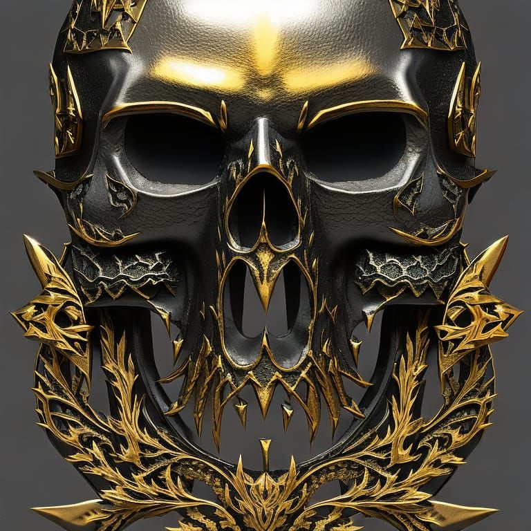 Ornate Skull with Silver and Gold Veins