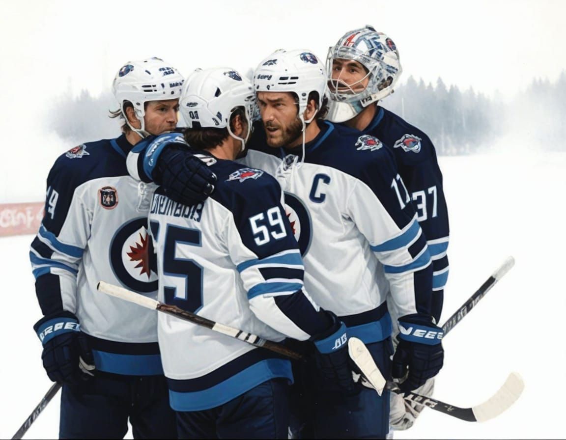 Winnipeg Jets Hockey Team in Pulp Art Style