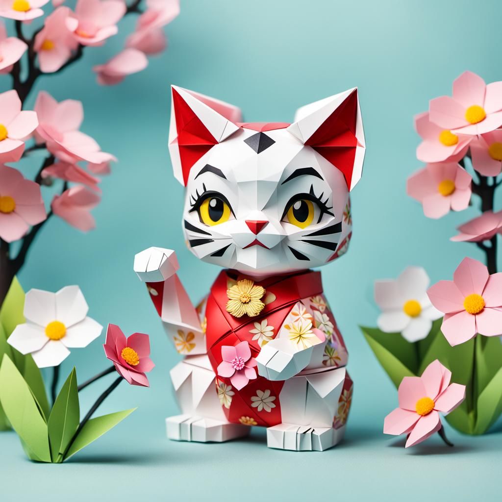 Maneki Neko Betty Boop with Spring Flowers