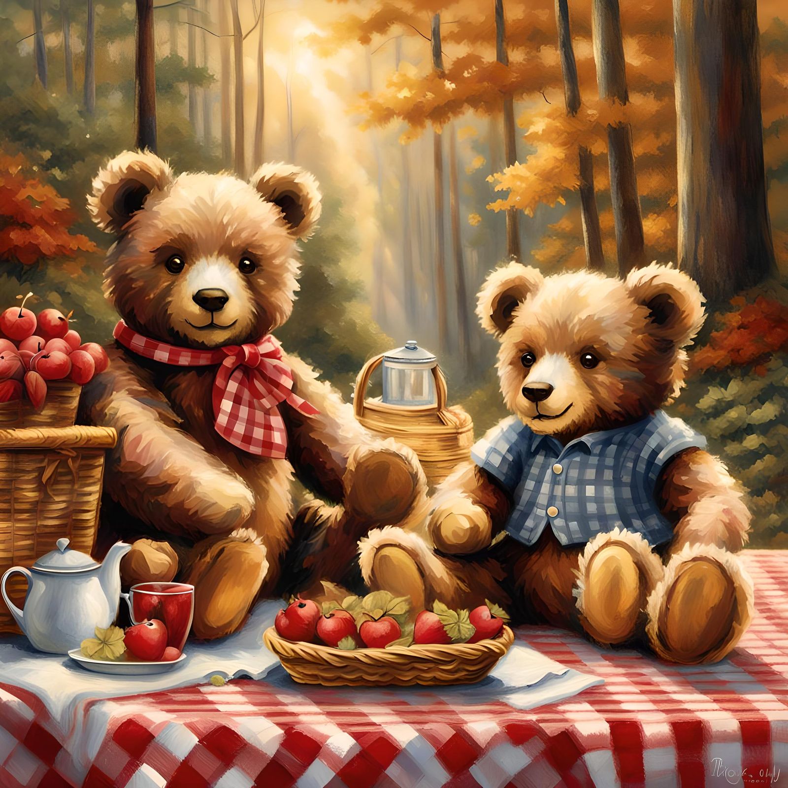 Teddy Bears' Picnic in Hyperdetailed Style