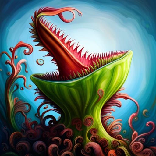 Venus Flytrap Graffiti Art: Colorful Street Style