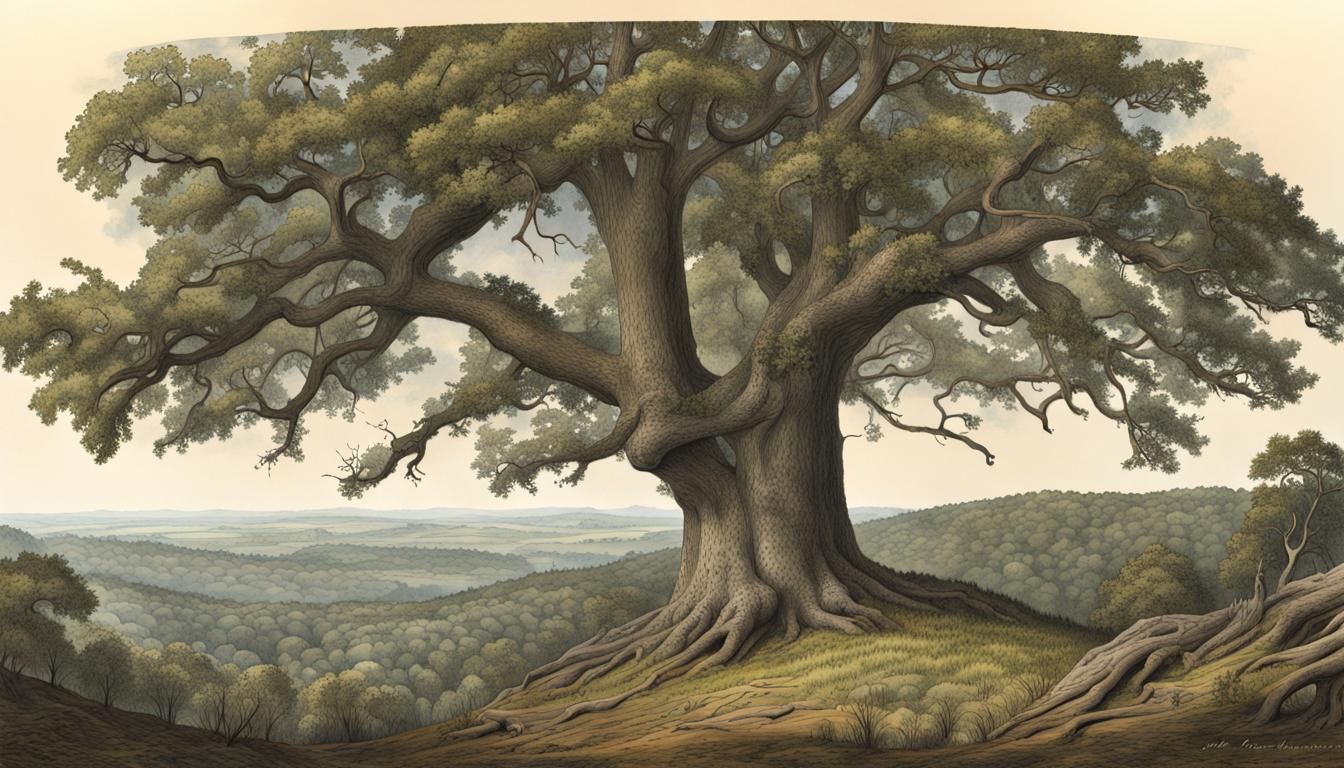 Oak Savanna Ecosystem: Panoramic Painting and Etching
