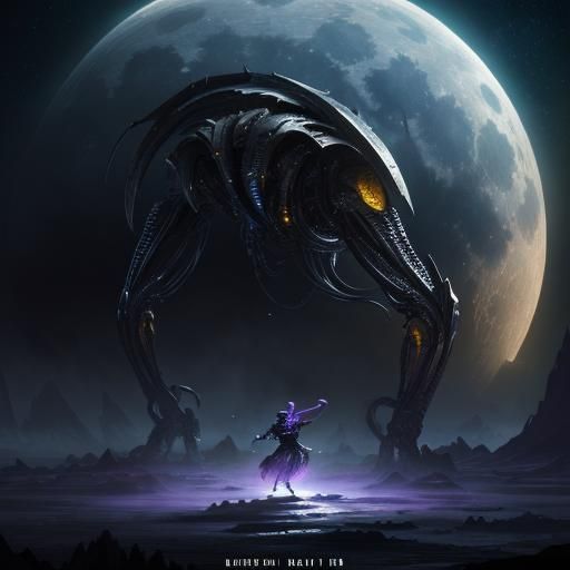 Alien Moonlight Dance: Dark Fantasy Concept Art