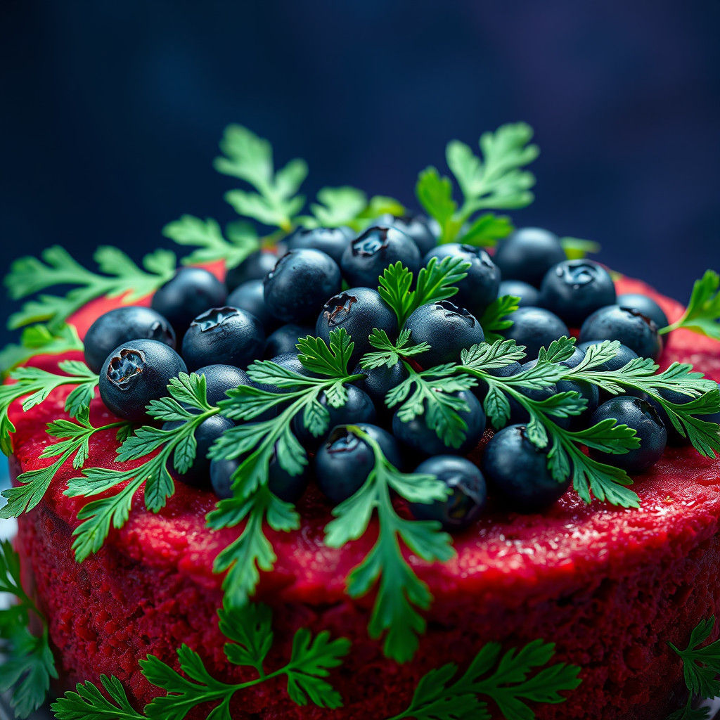 Blueberry Cake with Parsley, Digital Art