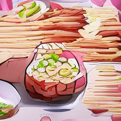 Delicious Anime-Style Japanese Food Illustration
