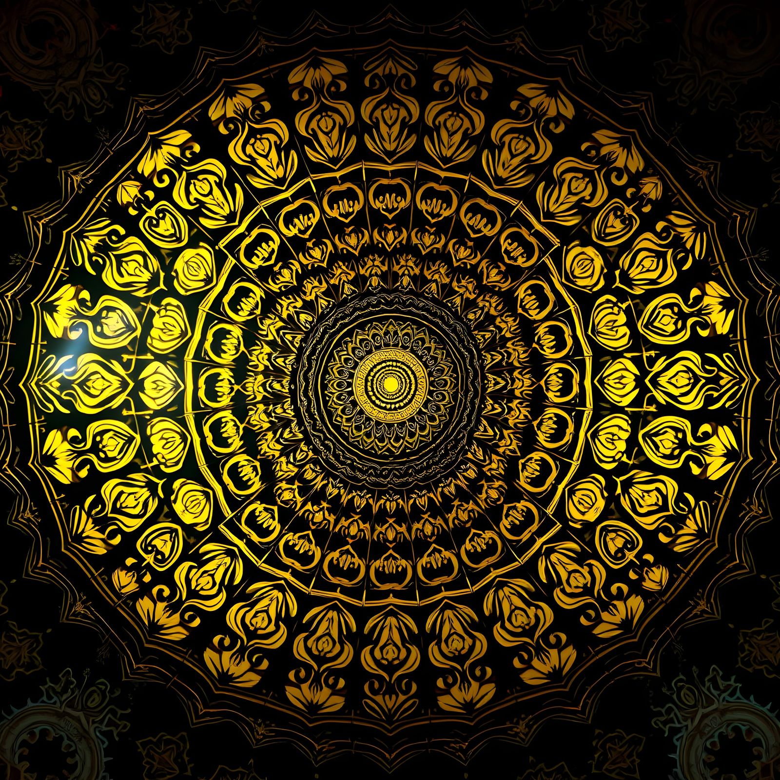 Giant Gold and Black Mandala in Ultra-Realistic Style