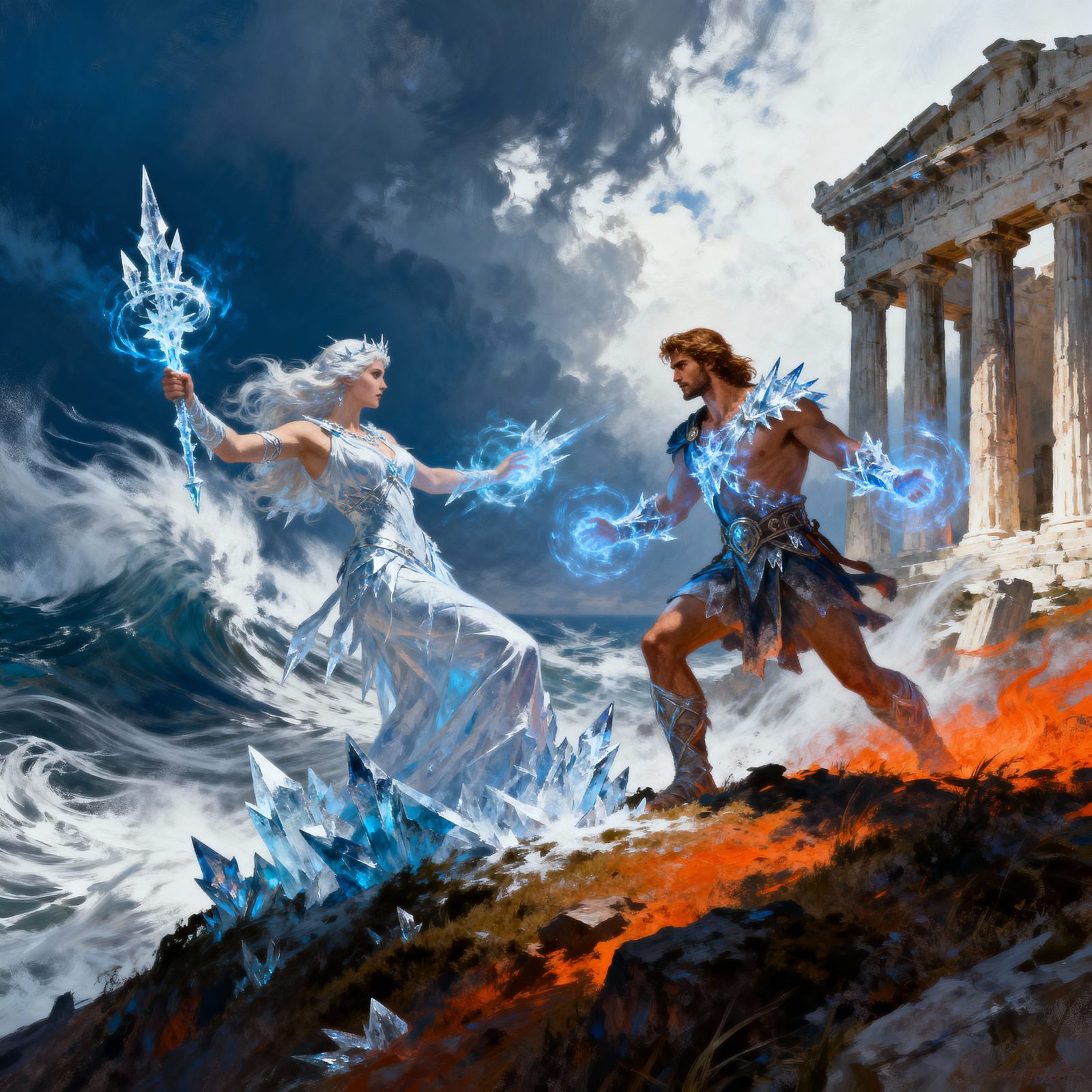 Divine Ice Battle on Ancient Hilltop