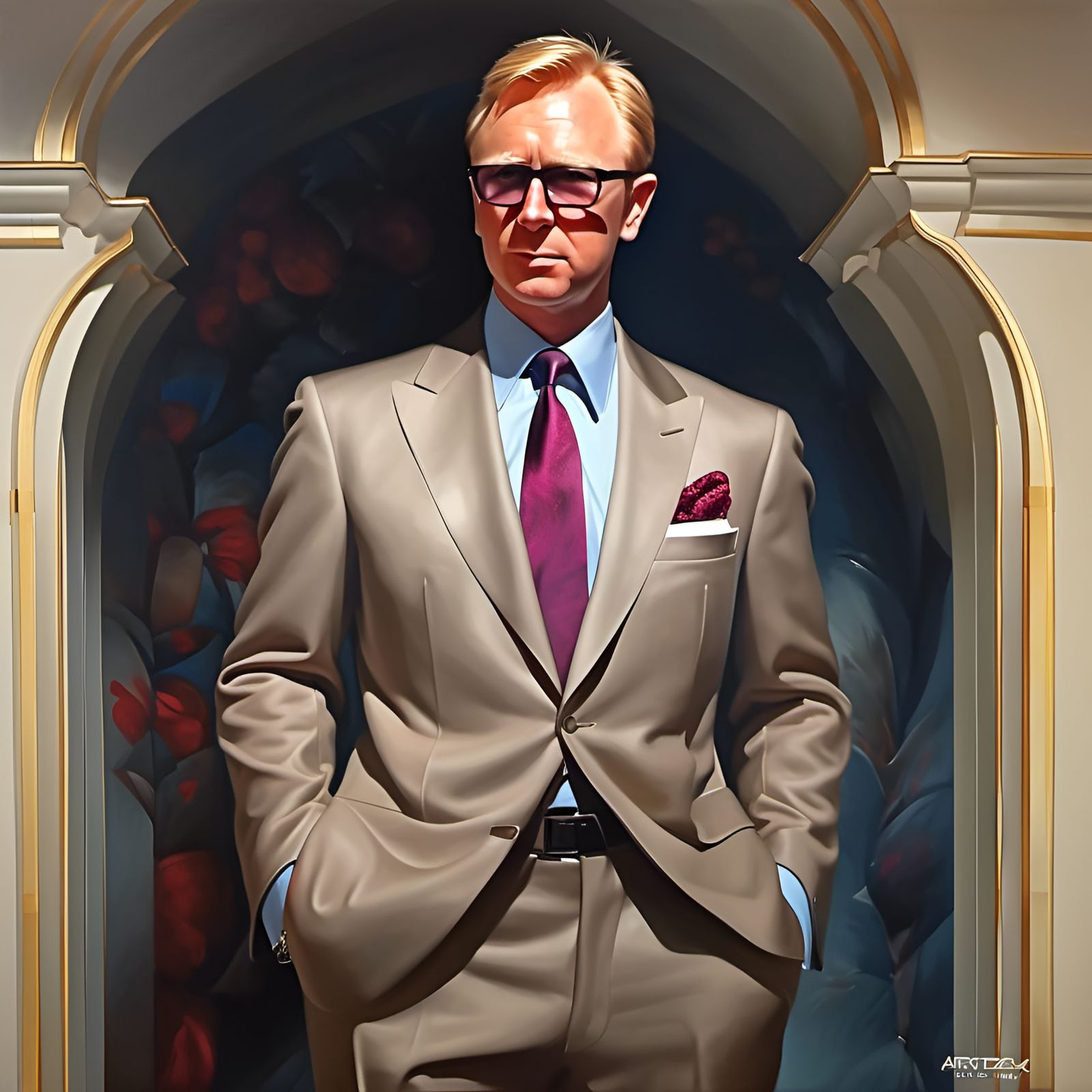 Detailed Portrait of Handsome James Bond in Artgerm Style