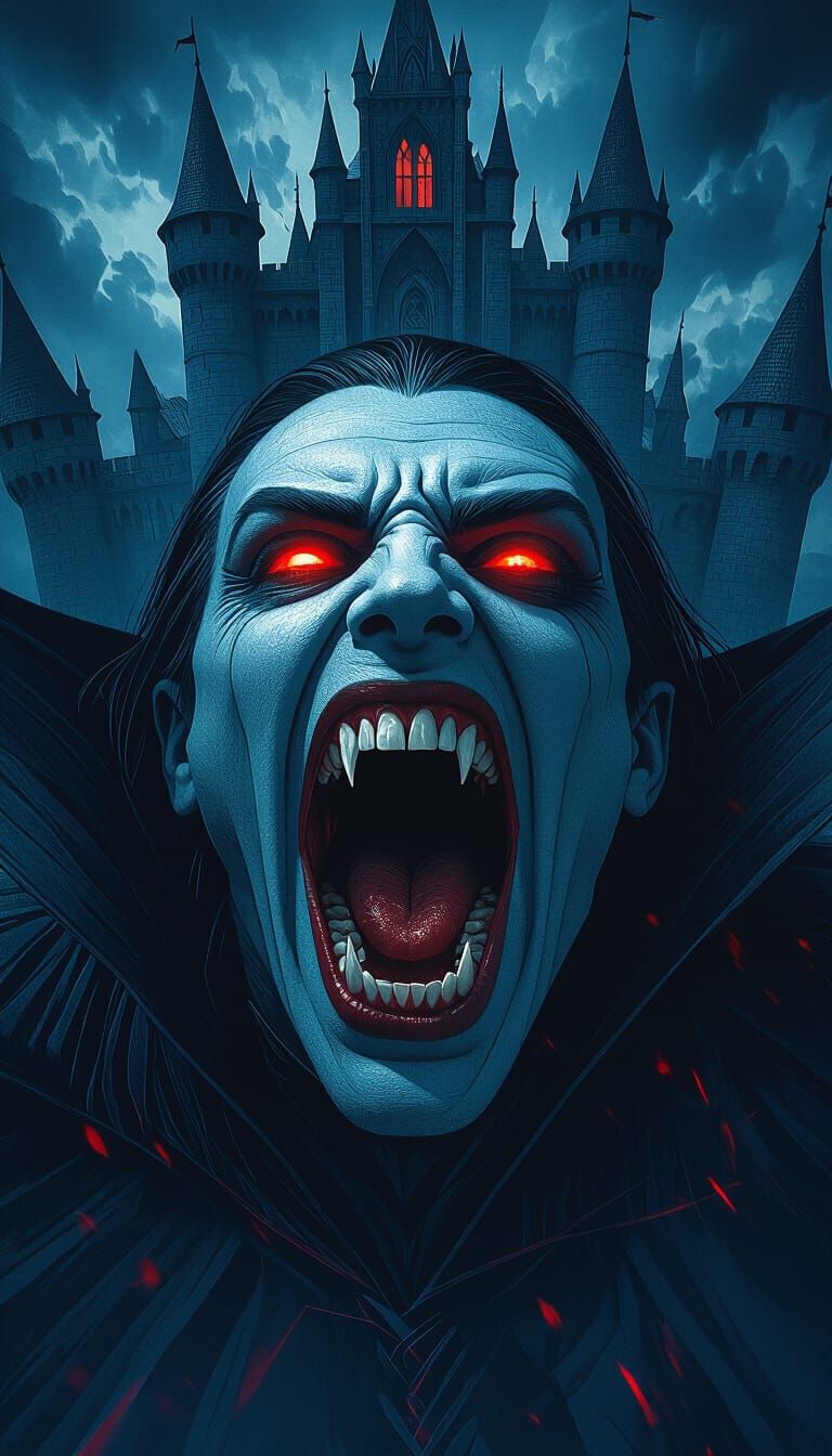 Terrifying Vampire Scream in Gothic Setting
