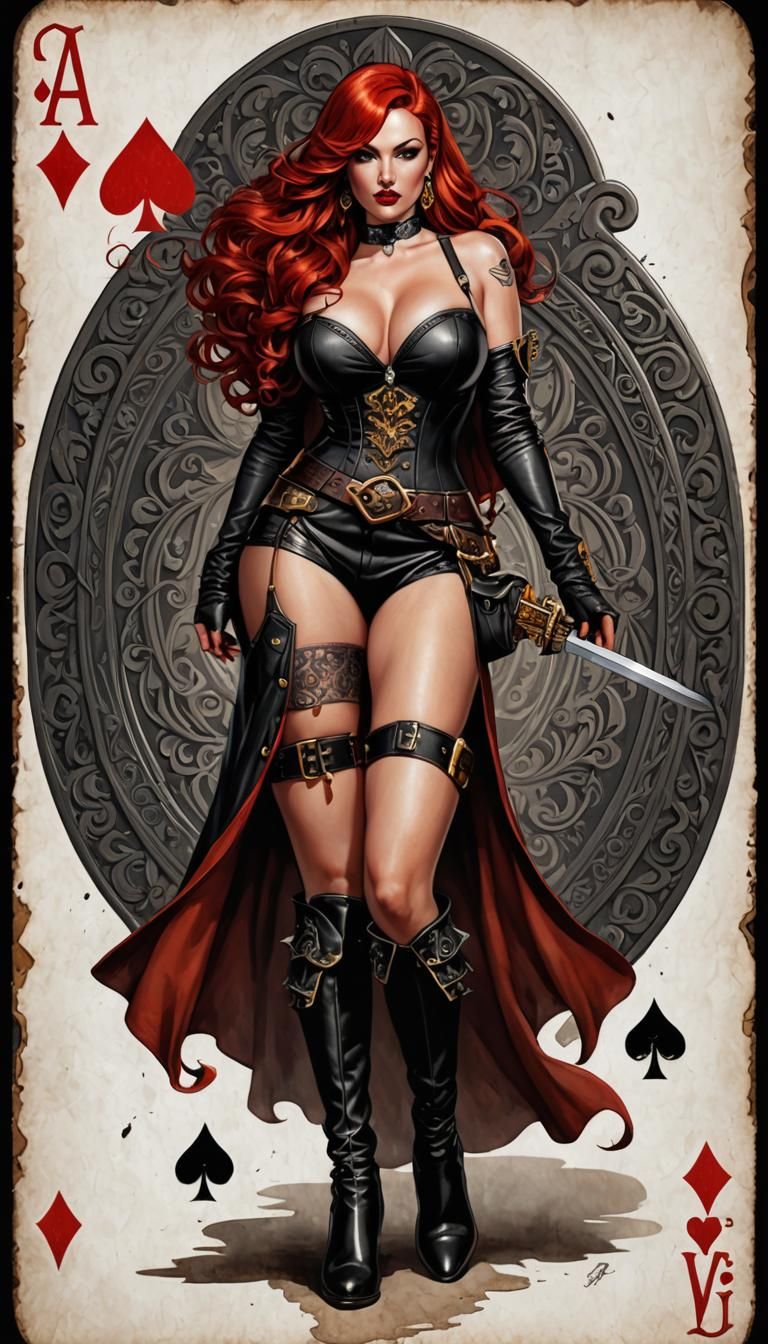 Ace of Spades Pinup Girl in Hyperrealistic Style