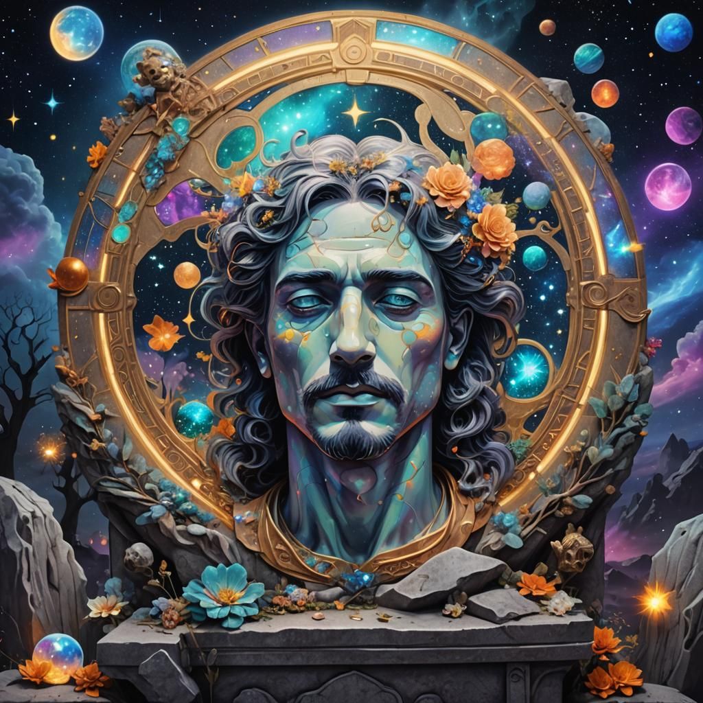 Cosmic Pillow: Holographic Astral Illustration