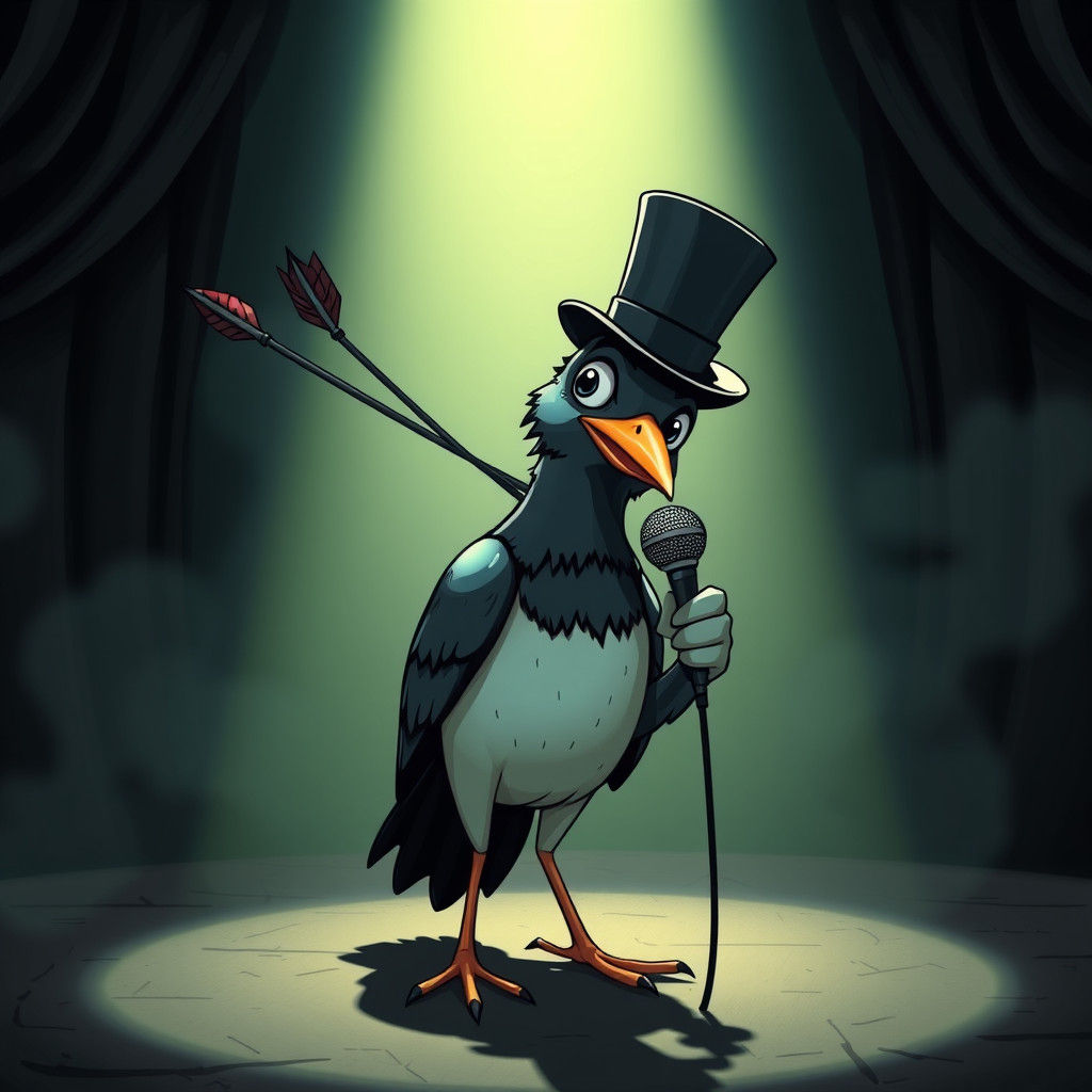 Gothic Cartoon Mockingbird Stand-Up Comic in 3D