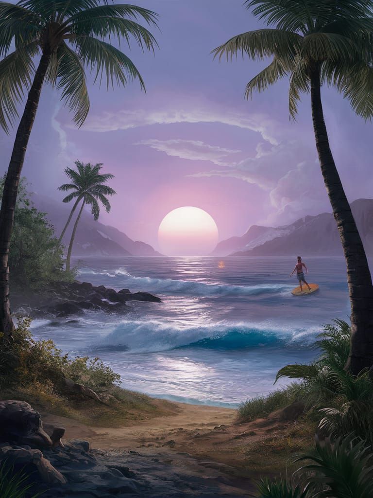 Surreal Sunset on Hawaiian Island in Deep Color