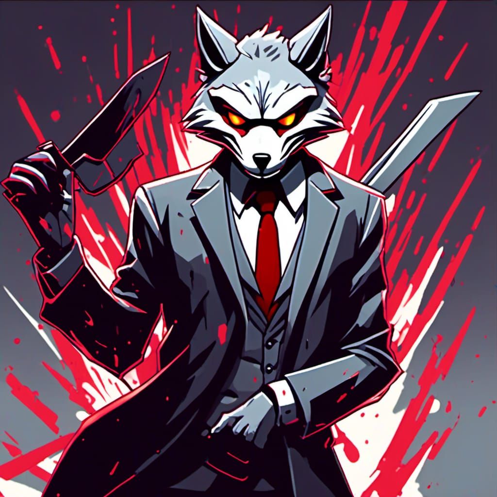 Sinister Man in Suit with Knife: Vector Art