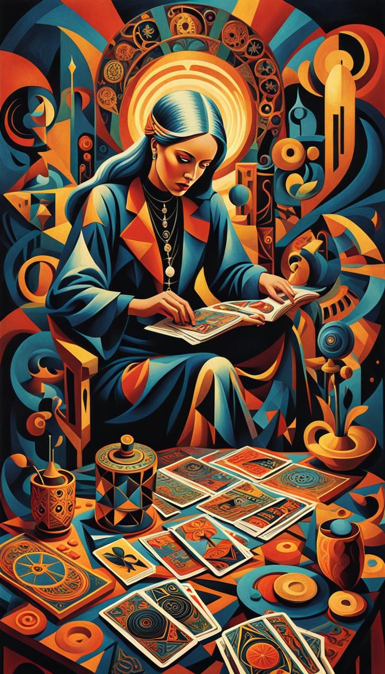 Cubist Surrealist Tarot Card: Death Dance Macabre