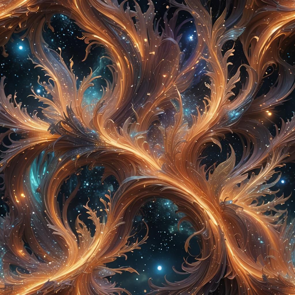 Shimmering Dimensional Wall in Starry Night Sky