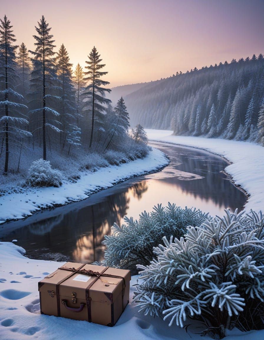 Serenic Winter Landscape of Latvia's Gauja Valley in Soft Ro...