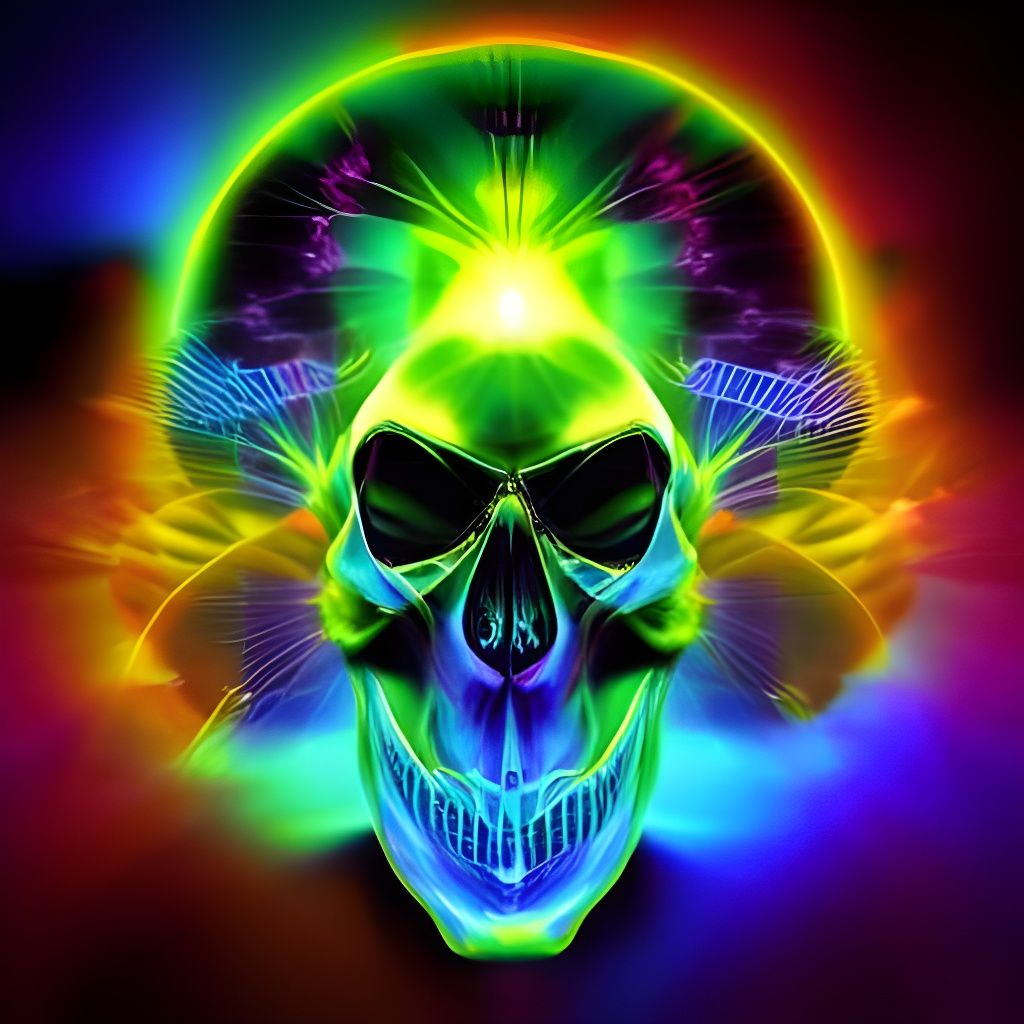 Burning Skull in Quantum Impressionism