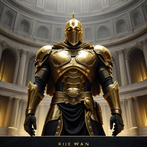 Golden Knight in Colosseum: Cinematic Film Still