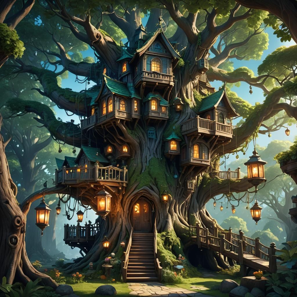 Boston Treehouse Concept Art in Fantasy Style