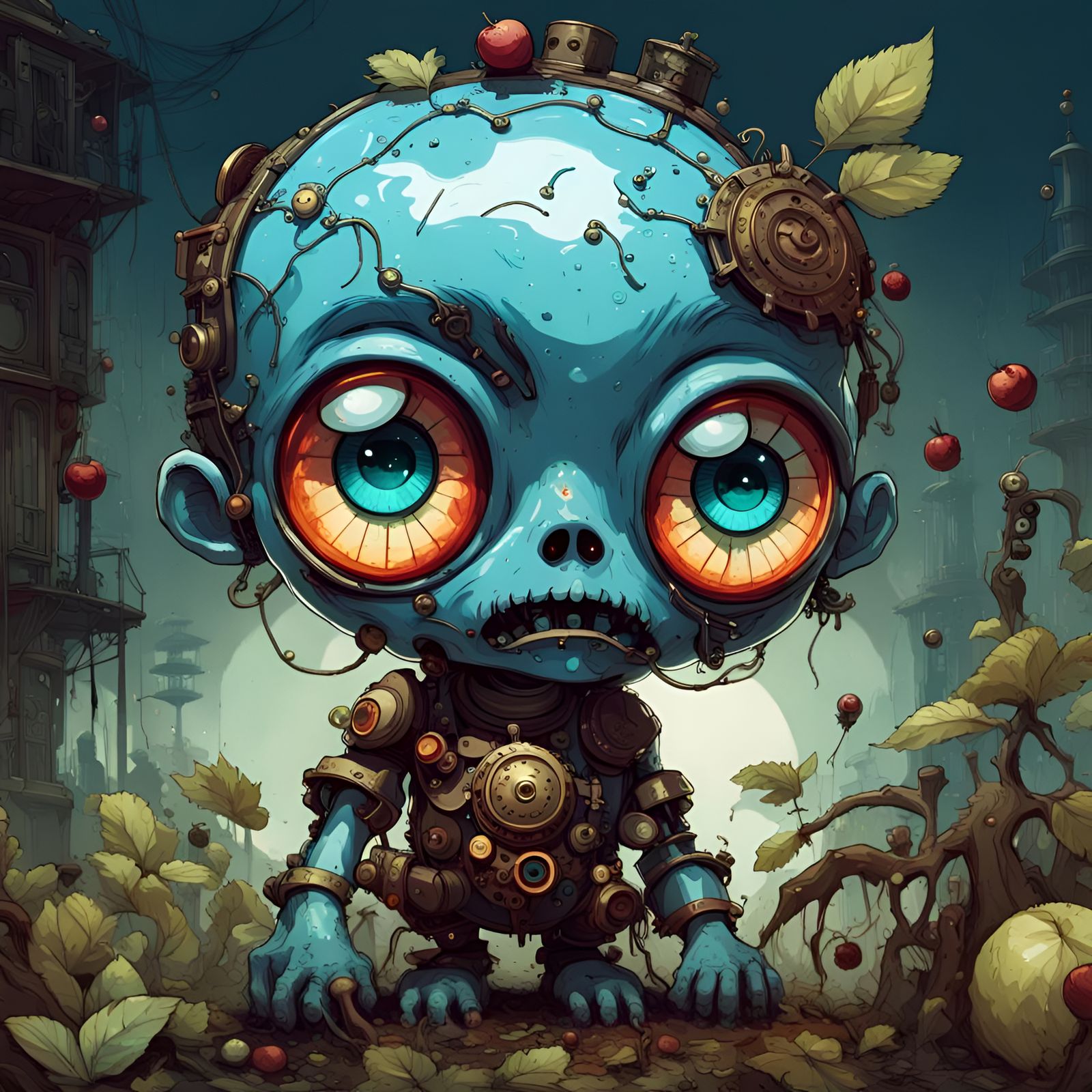 Blueberry brainy, steampunk people eater