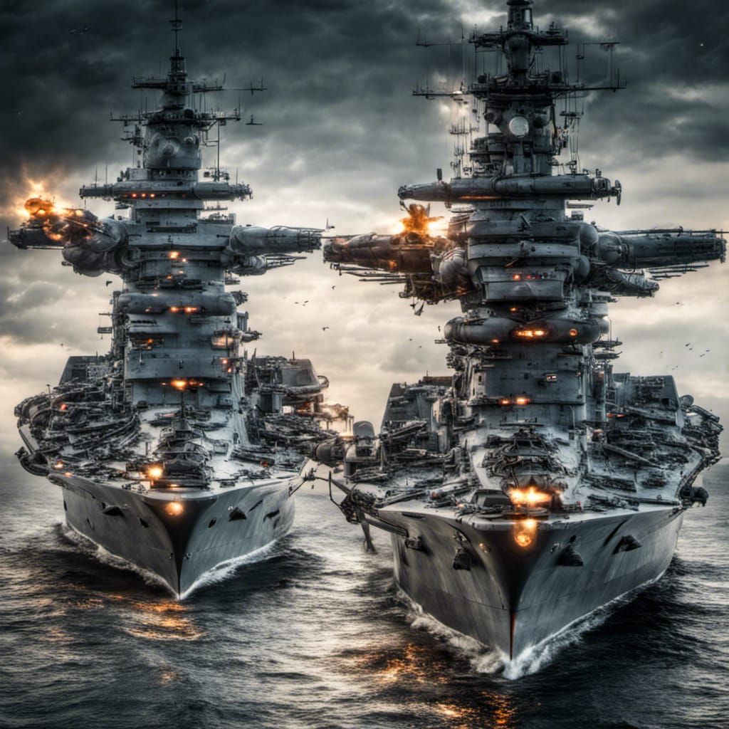 Epic Space War Battleships in Hyperrealistic Detail