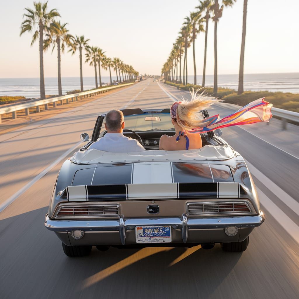 1960s Camaro Convertible on Florida Highway