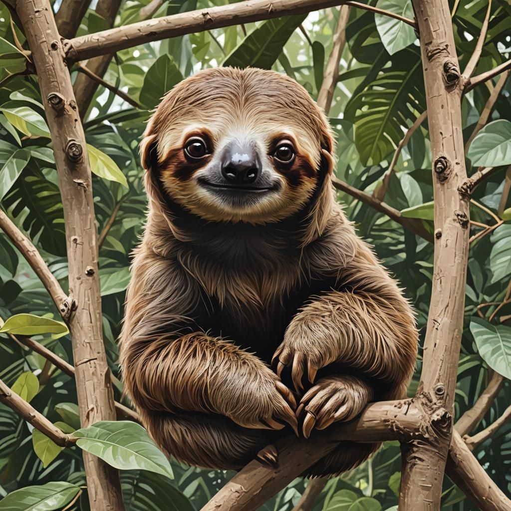 Cute Tree Sloth Portrait