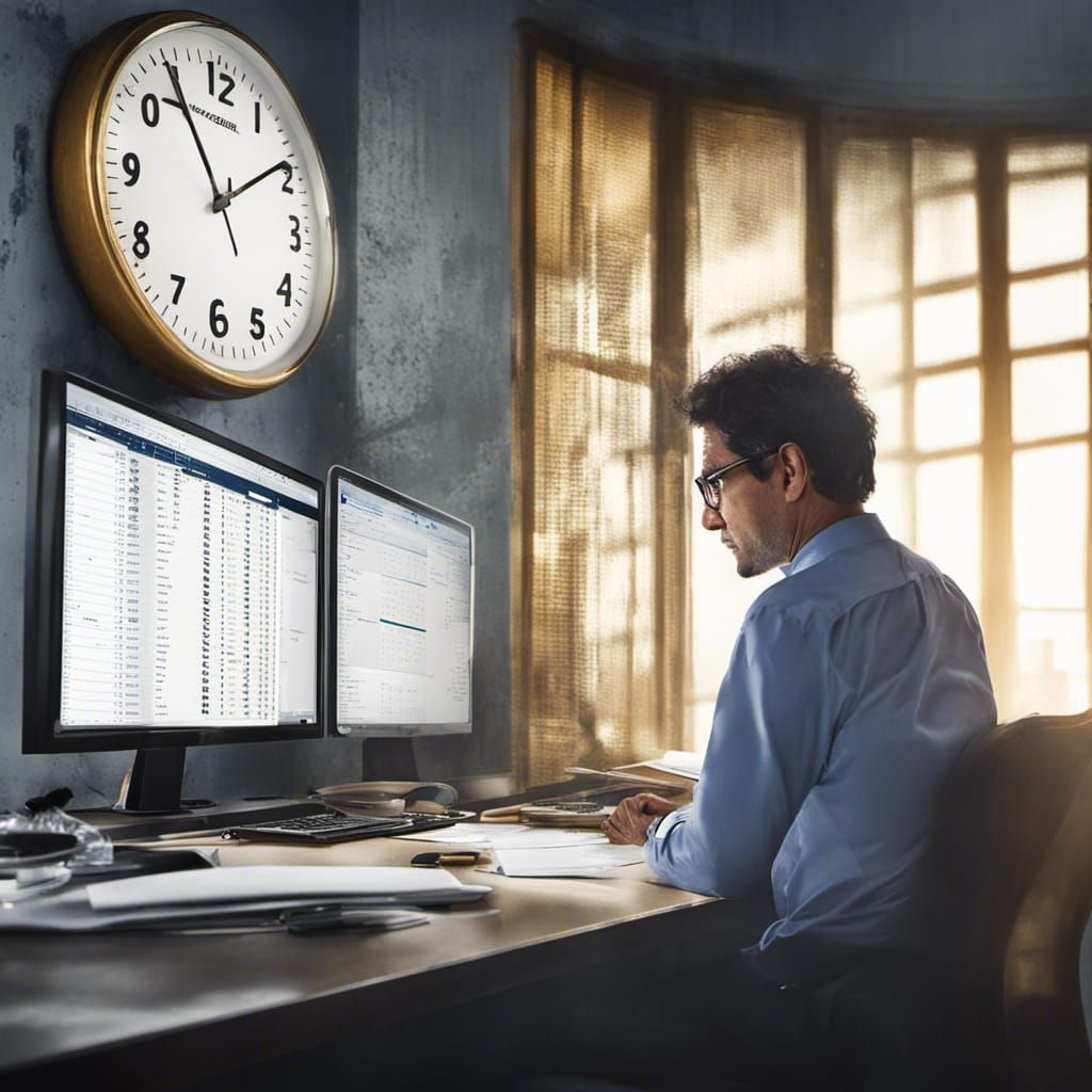 Office Worker Focused on Spreadsheet, Professional Portrait